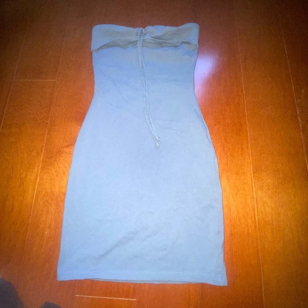 Elegant Strapless Blue Dress